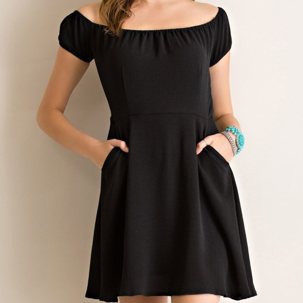 SALE New Entro Black Off Shoulder Dress